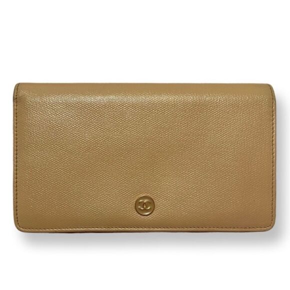 Chanel Biege Caviar Leather CC Logo Long Wallet - Picture 1 of 12